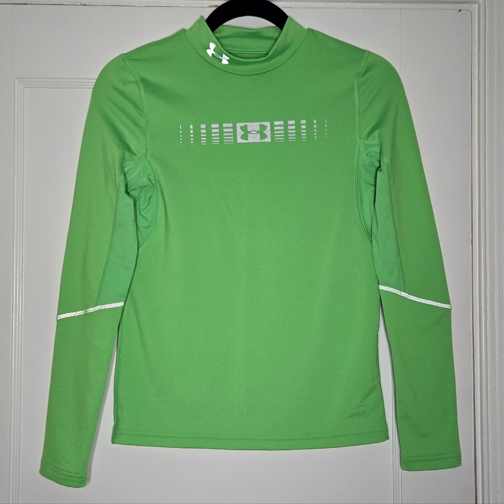 Under Armour Fluorescent Green Long Sleeve Fleece Lined Shirt - Kids Large